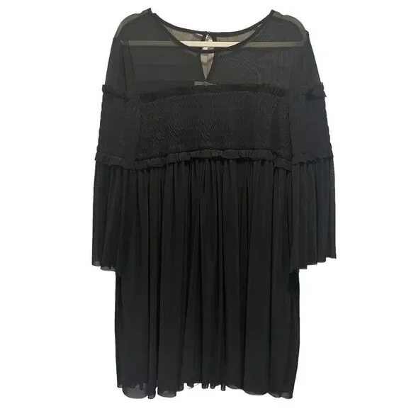 Entro Dresses | Entro Black Short Flowy Dress Womens Size Large Witchy Whimsical Boho Sheer | Color: Black | Size: L | Severamarcius's Closet